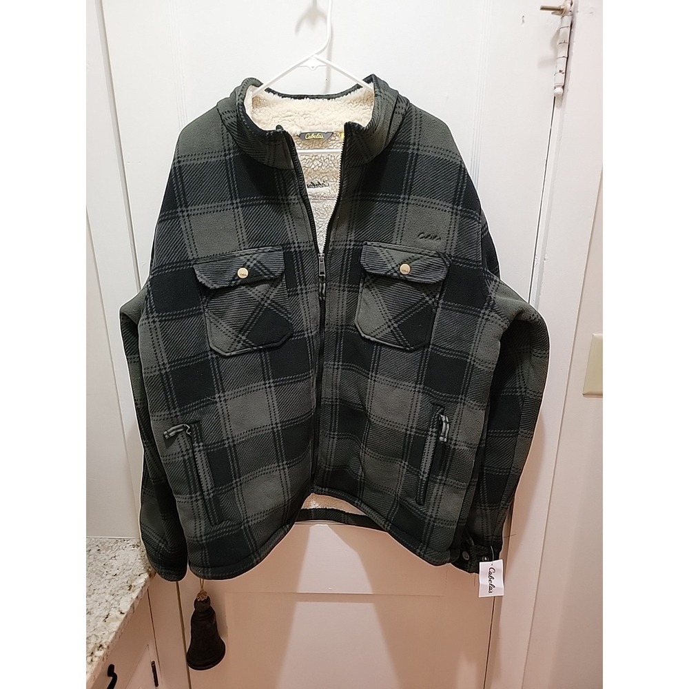 Cabela's Men's 2XL Sherpa Lined Plaid Heavyweight Jacket Shacket. New W/Tags